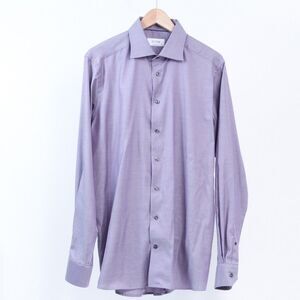 ETON Contemporary Fit Dress Shirt 16 41 Purple Dobby Pindot Cotton Button Down